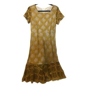 Metisu Lace Overlay Dress Yellow Gold